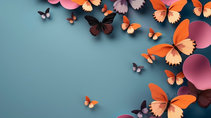 Photo gratuit vue supérieure des papillons avec espace de copie
