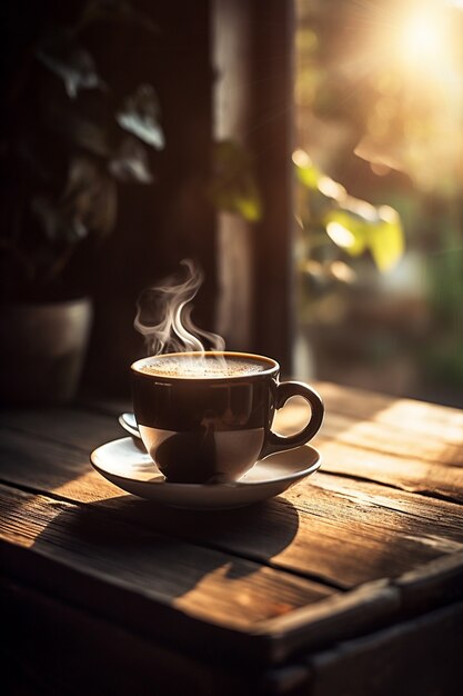 Vue de la tasse de café avec espace de copie