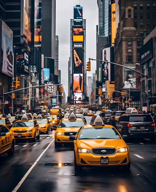 Vue des taxis à New York