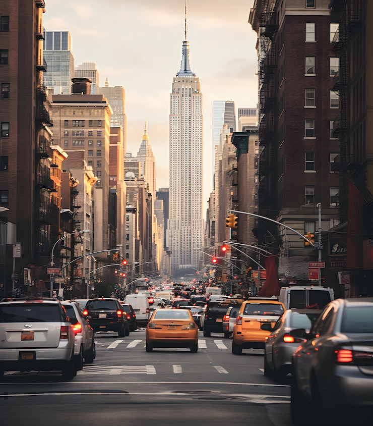 Photo gratuit vue des taxis à new york