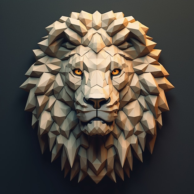 Photo gratuite vue de la tête de lion poly 3d avec crinière