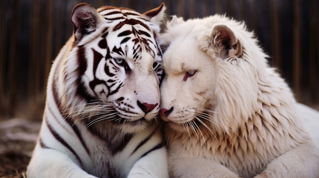 Vue des tigres blancs sauvages dans la nature