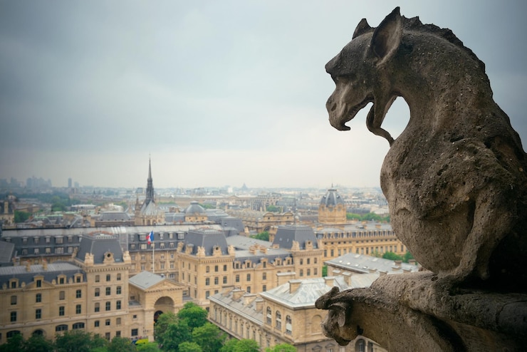 Photo gratuit vue sur les toits de paris depuis la cathédrale notre-dame.