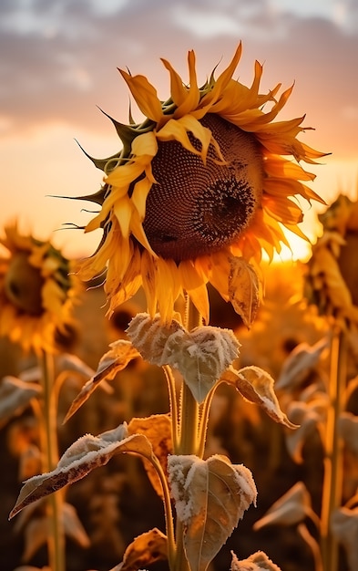 Photo gratuite vue des tournesols secs