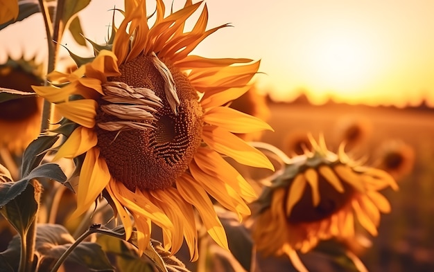 Photo gratuite vue des tournesols secs