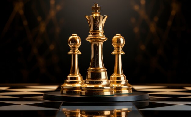 Vue de trois pièces d'échecs