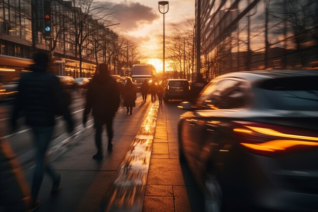 Vue de la ville avec effet de mouvement