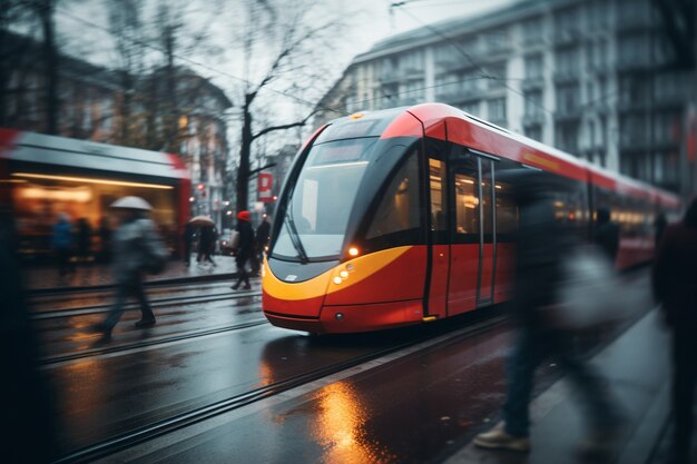 Vue de la ville avec effet de mouvement