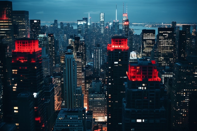 Vue de la ville urbaine la nuit