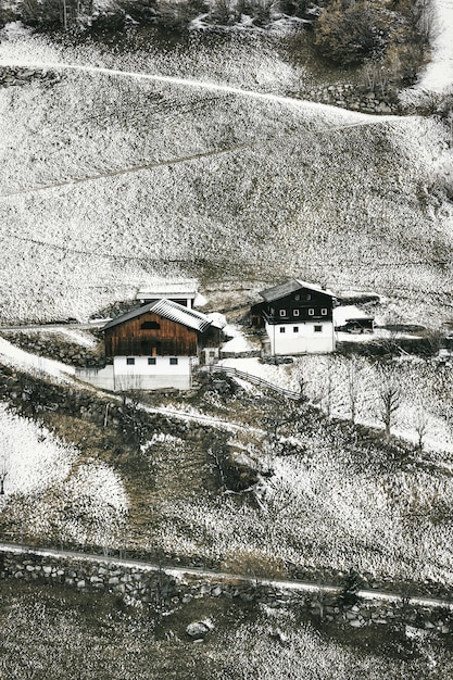 Vue à vol d'oiseau des maisons