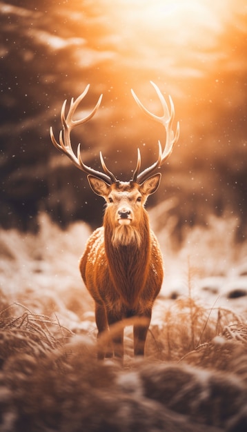 Photo gratuite vue des wapitis sauvages dans la nature