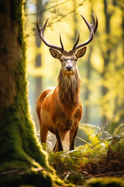 Photo gratuite vue des wapitis sauvages dans la nature