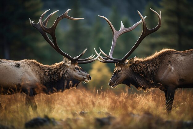 Vue des wapitis sauvages dans la nature