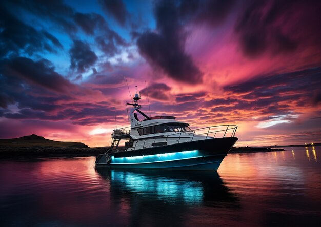 Vue d'un yacht de luxe sur l'eau