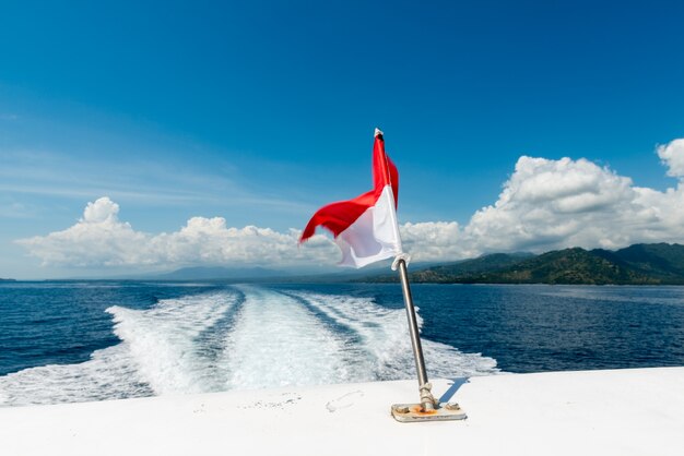 Wake of a speedboat on the ocean