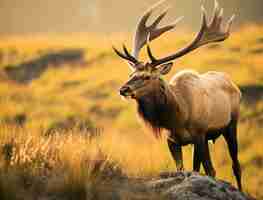 Photo gratuite wapiti sauvage en plein air avec paysage naturel