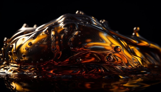 Photo gratuite whisky lisse versé sur la surface de l'eau ondulée générée par l'ia