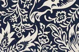 Photo gratuite william morris fond floral indigo motif botanique remix illustration