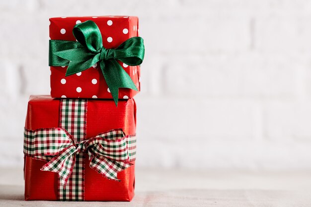 Wrapped presents on white background