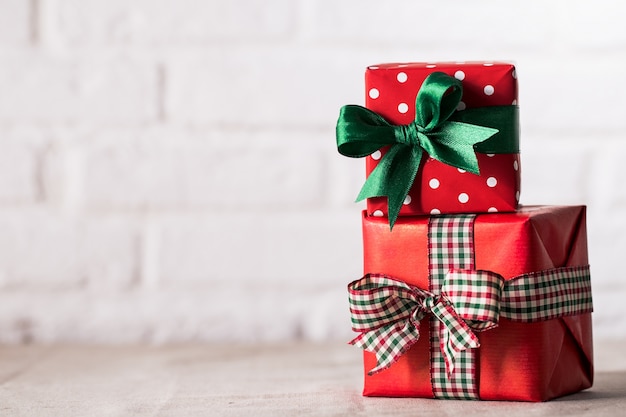 Wrapped presents on white background