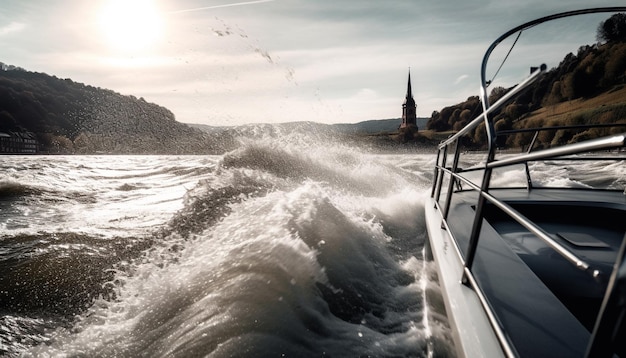 Photo gratuite un yacht à voile glisse sur la beauté du paysage marin bleu généré par l'ia