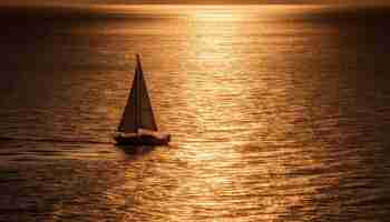 Photo gratuite un yacht à voile glisse sur des eaux tranquilles au coucher du soleil ai générative