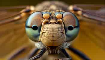 Photo gratuite les yeux d'une libellule sont ouverts et les yeux sont bleus.