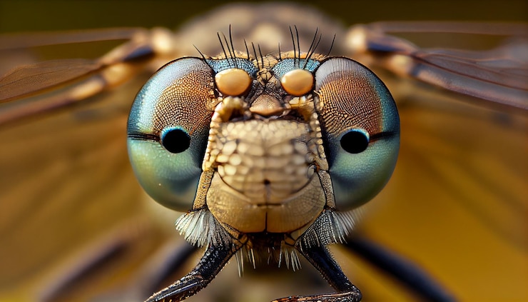 Photo gratuit les yeux d'une libellule sont ouverts et les yeux sont bleus.