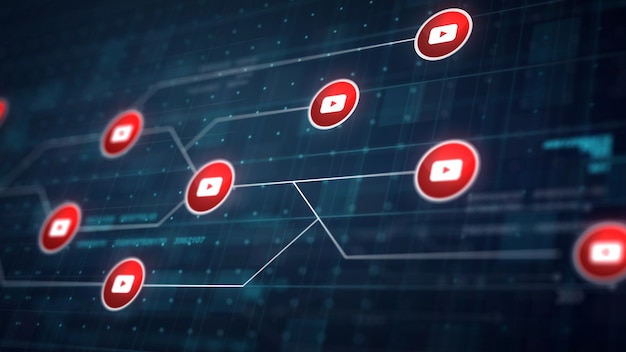 Youtube Icon Line Connection de la carte de circuit