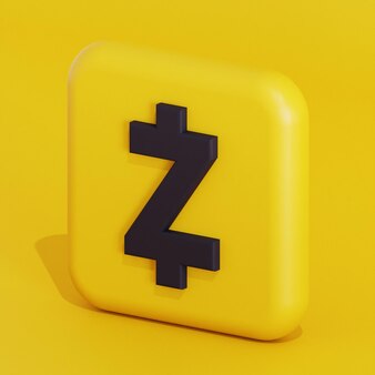 Zcash crypto-monnaie symbole logo 3d illustration