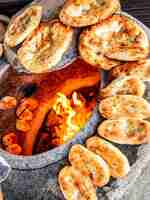 Photo gratuite Ð ° zeri national pain tandoor aux graines de sésame