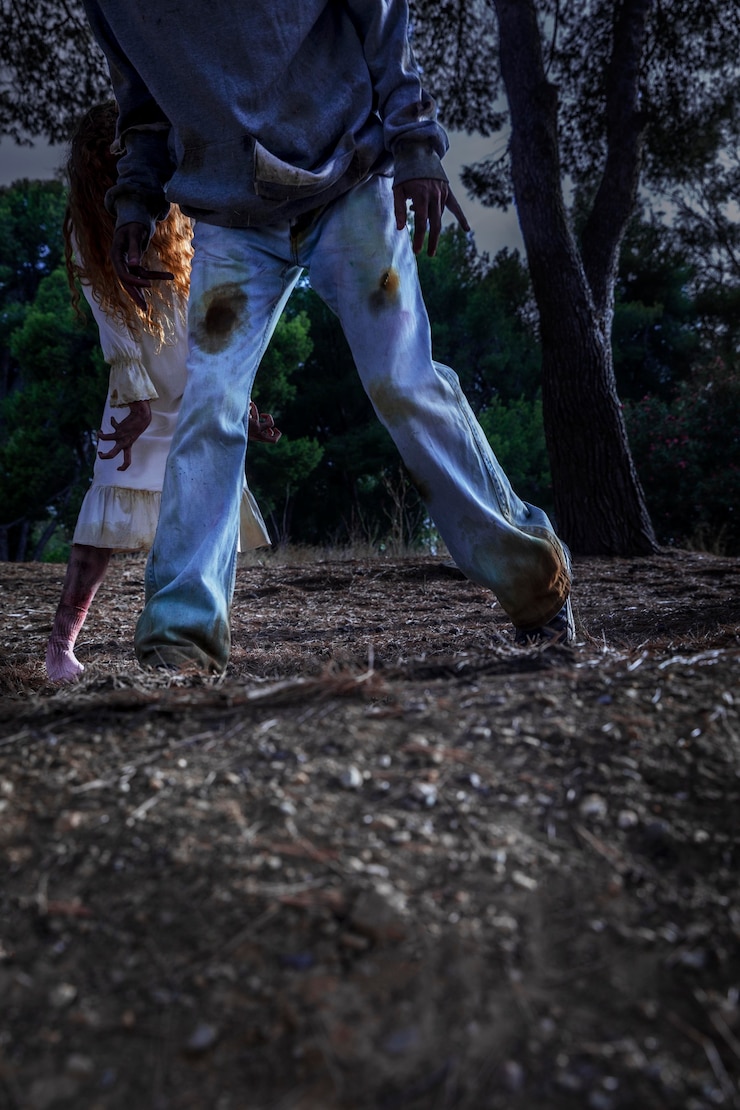 Photo gratuit zombie mâle effrayant à l'extérieur