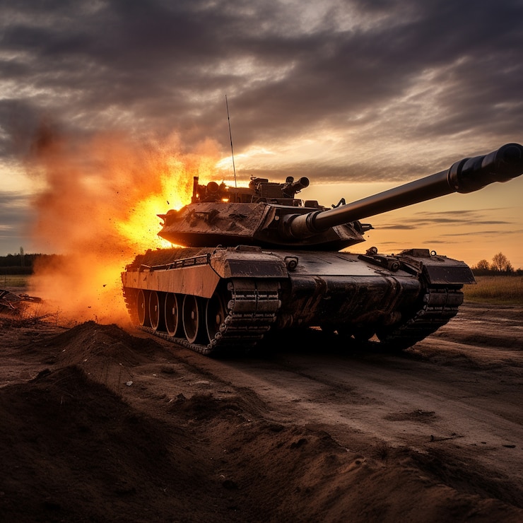 Photo gratuit zone de guerre avec char