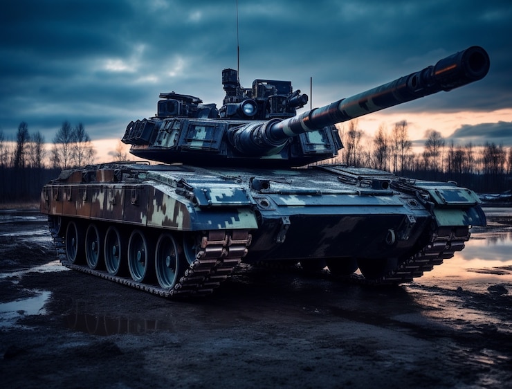 Photo gratuit zone de guerre avec char