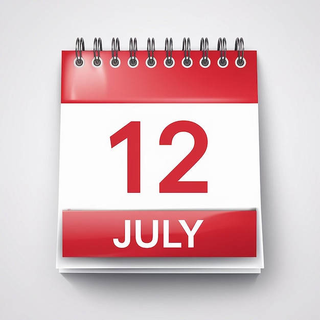 Le 12 juillet est le mois d'un modèle de calendrier quotidien
