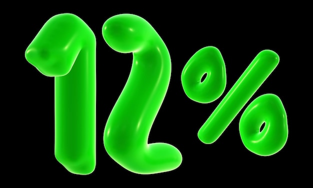 12 pour cent avec couleur verte pour la promotion de la remise de vente et le concept d'entreprise