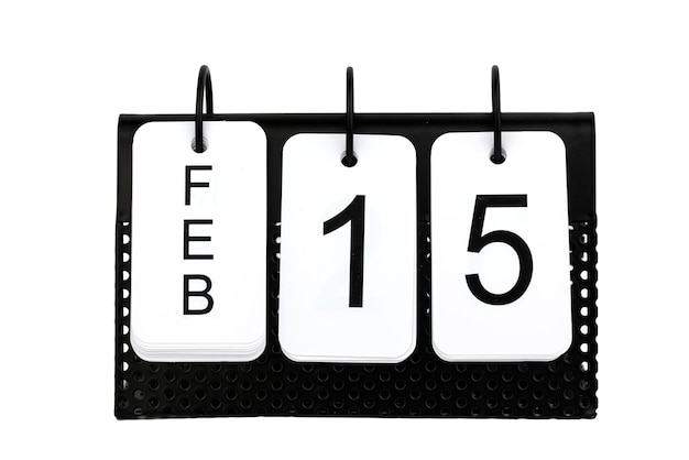 Photo 15 février - date sur le calendrier métallique