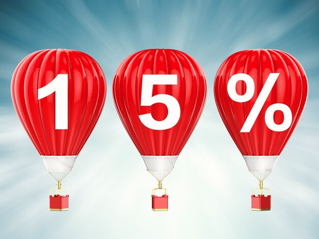 15 % de vente signe sur les ballons à air chaud de rendu 3d