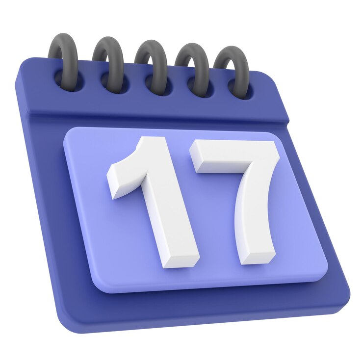 17e dix-septième jour du mois icône de calendrier 3D