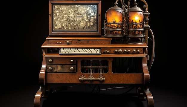 1848 Memex conçoit deux écrans d'ordinateur antiques brillants avec traitement