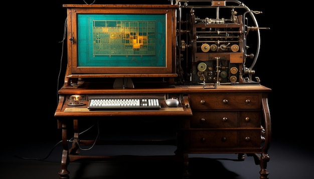 1848 Memex conçoit deux écrans d'ordinateur antiques brillants avec traitement