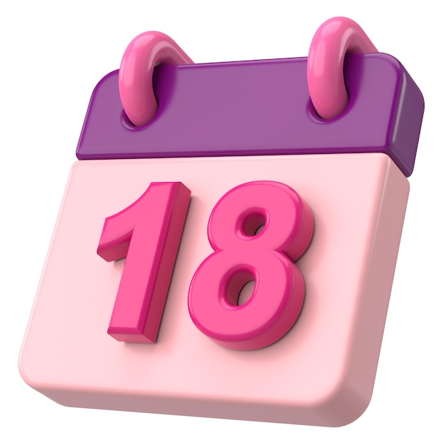 18e jour du mois Calendrier illustration 3D