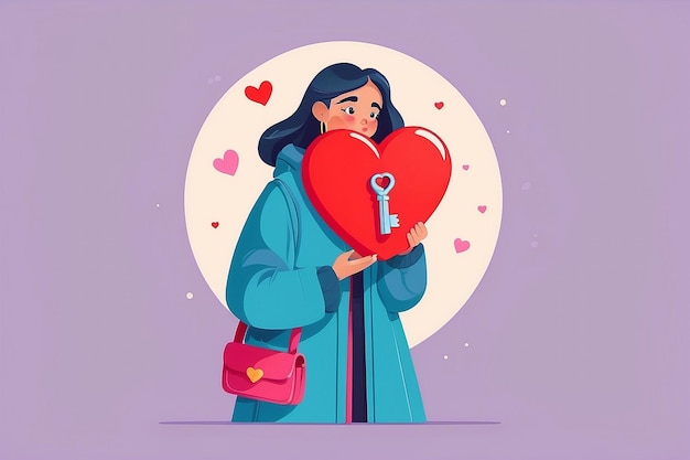 19 Créez une image d'un personnage tenant une clé en forme de cœur pour déverrouiller l'amour-propre