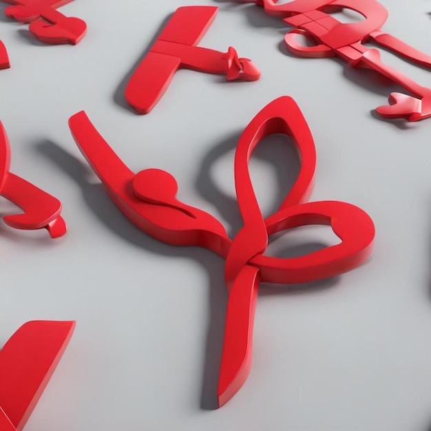 1er décembre Journée mondiale du sida Représentant la journée du sida par un ruban rouge 3D montrant un demi-papillon