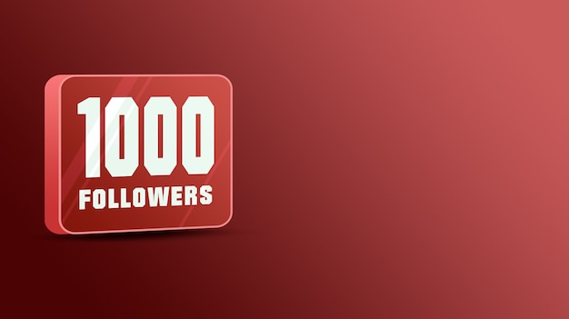 1k followers sur les réseaux sociaux, verre 3d