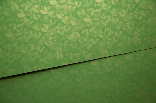 2 feuilles de papier vert épais superposées Les feuilles dessinées sont disposées de manière aléatoire Le motif reflète la lumière