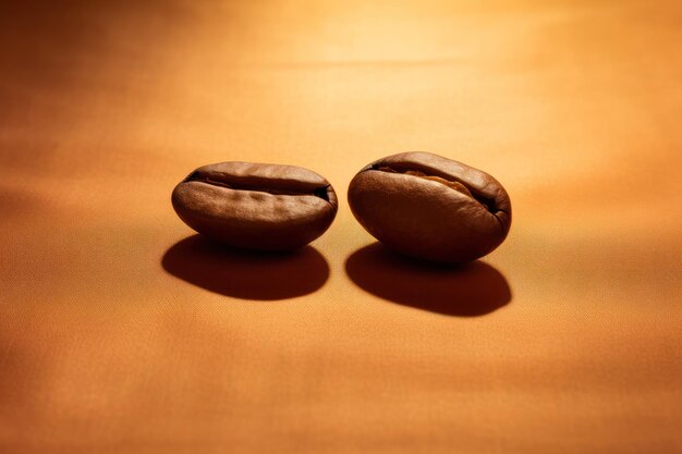 2 grains de café sur fond brun