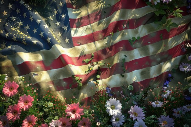 Photo 20 mai 2017 ogden utah drapeau américain et fleurs pour les vétérans perdus pour le jour du souvenir