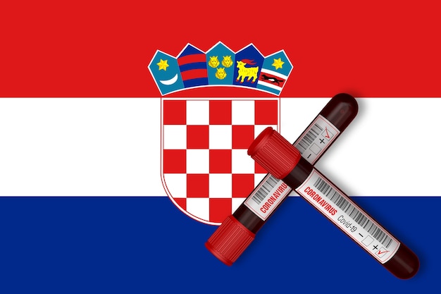 2019nCoV sur le fond du drapeau de la Croatie