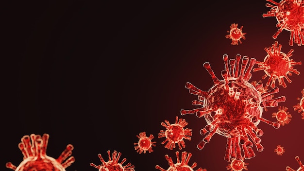 2019nCov nouveau coronavirus concept responsable de l'épidémie de SARSCoV2 et des coronavirus grippe comme des cas de souche de grippe dangereuse comme une pandémie Le virus du microscope ferme le rendu 3D